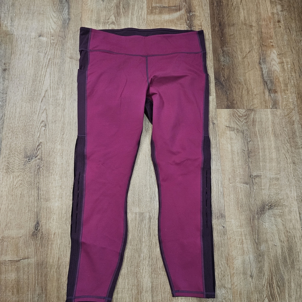 Fabletics Magenta and Dark Plum High-Waist Leggings